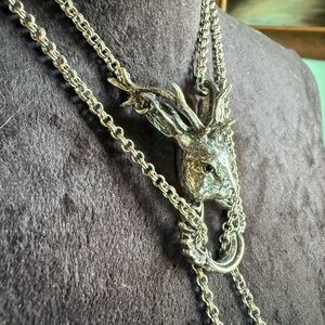 Martha rotten jackalope necklace long necklace oddities witchy necklace